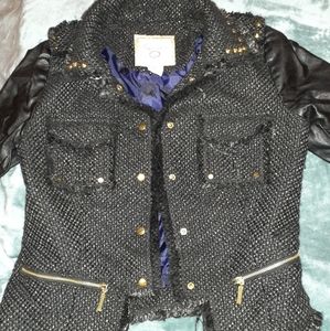 Black & gold metallic jacket with gold nailheads